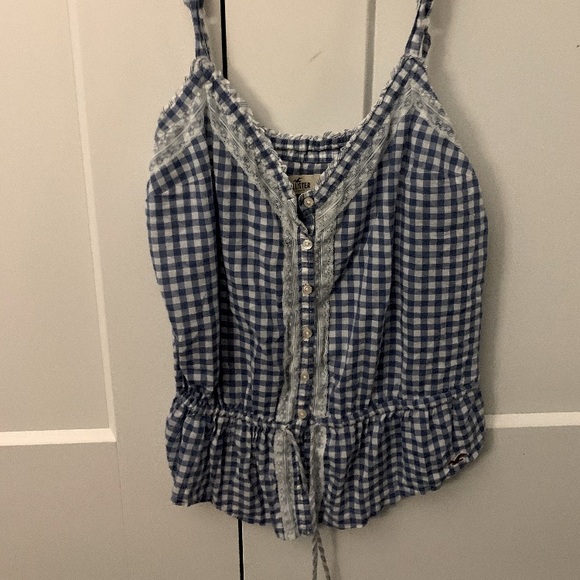 Blue and white checkered tank top